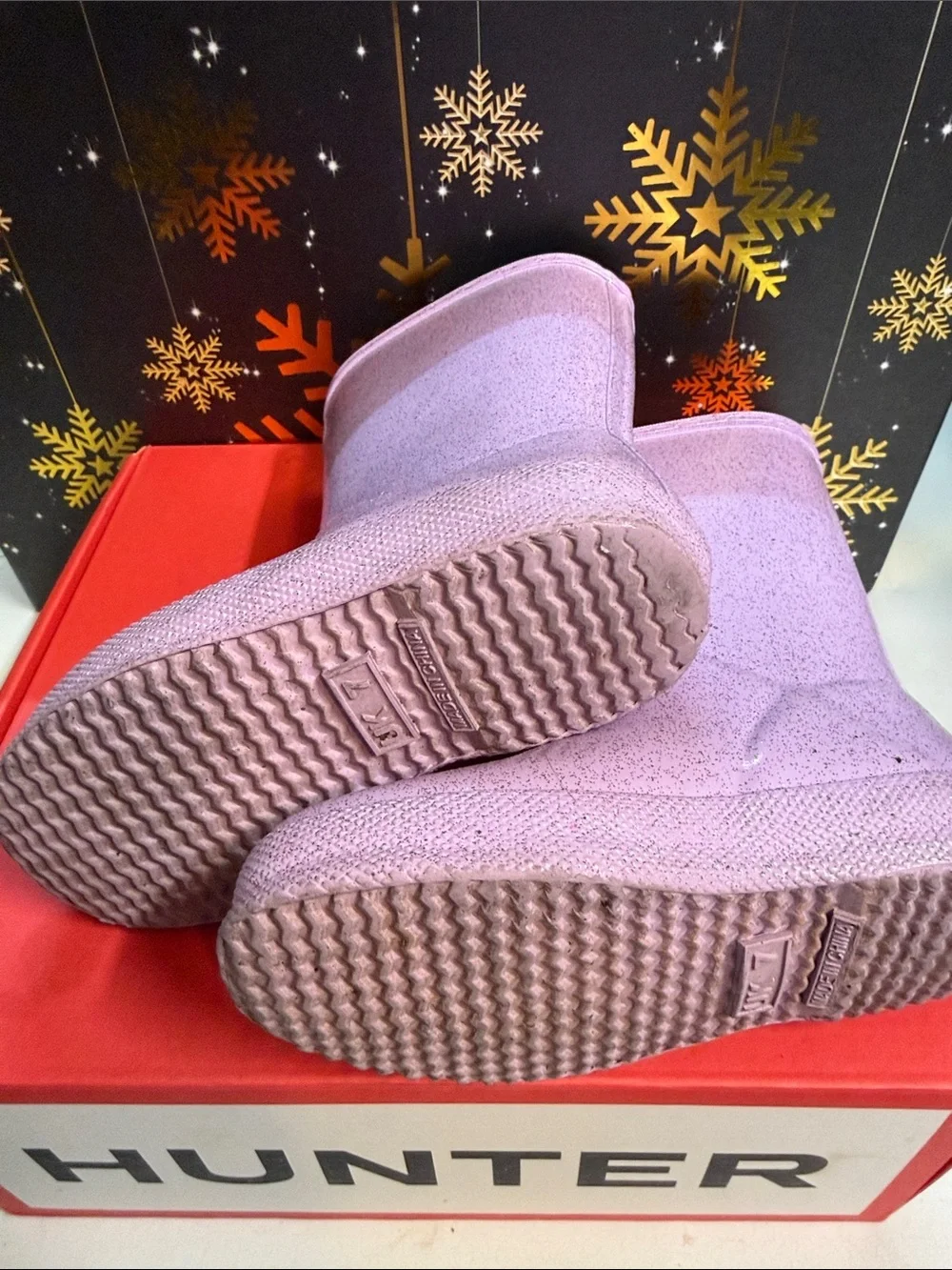 Hunter Kids Lavender Glitter Speckle Rain Boots